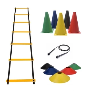 Kit Funcional 5 Cones Treino + 5 Pratos + Corda + Escada
