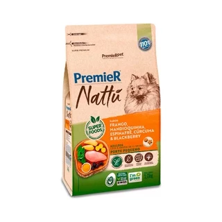 Ração Premier Nattu para Cães Adultos de Pequeno Porte Sabor Mandioquinha - 10,1Kg