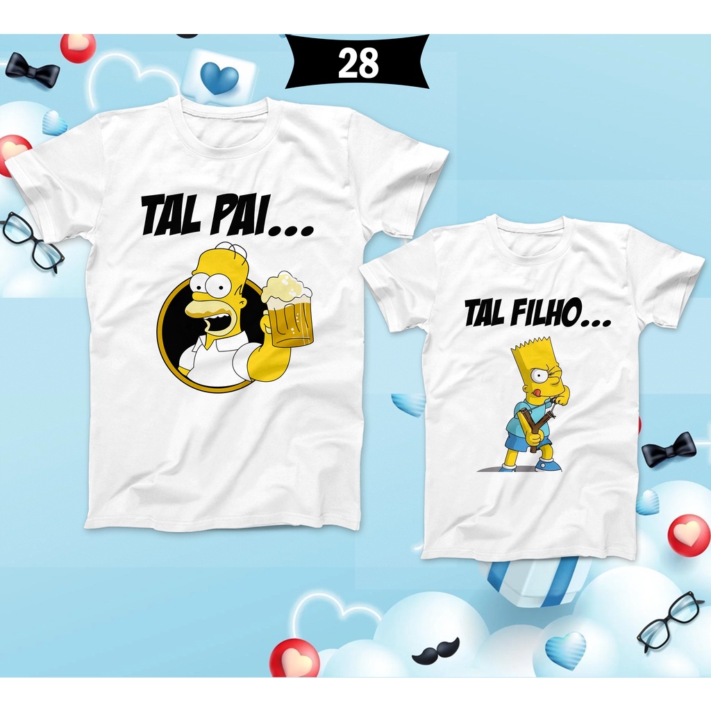 Kit Camisetas Tal Pai Tal Filho Simpsons Camisa Desenho Série Homer Bart  Simpson Combo 2 unidades | Shopee Brasil