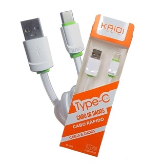 Cabo Usb-C de dados + carga Tipo-C Refoçado Turbo Kaidi com 1 metro TYPE-C USB C TIPO C