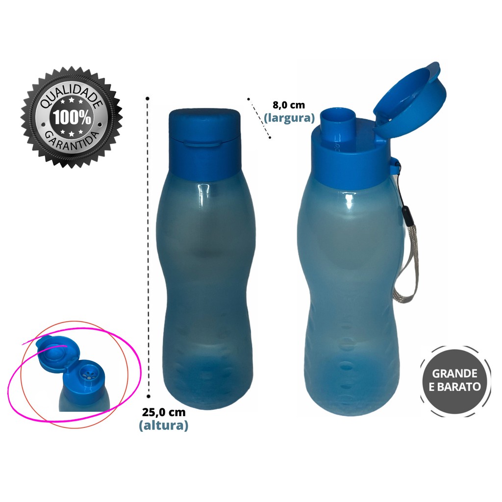 Garrafa Squeeze Garrafinha de Água 1100ml Plástica Academia Livre de BPA  Sport Plasutil 1 Litro - Squeeze - Magazine Luiza