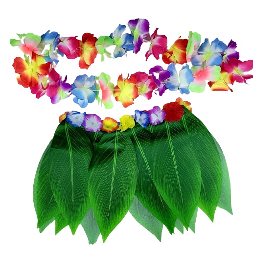 Fantasia Saia Havaiana Infantil Festa Luau Hawaii Com Flores 30 CM