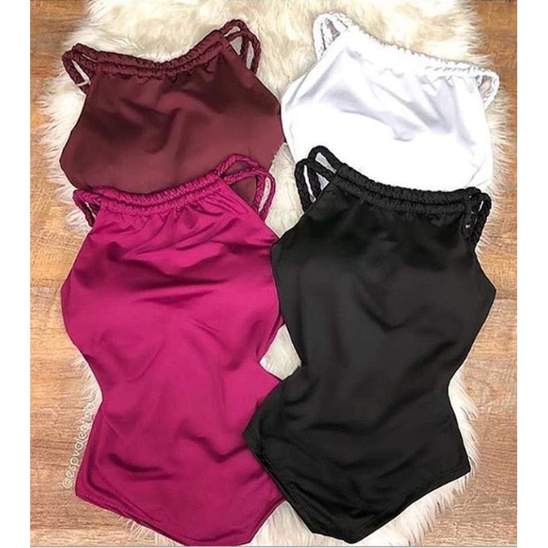 Body Bore Blusa Feminina Alça Alcinha Trançada Blogueiras com bojo ...