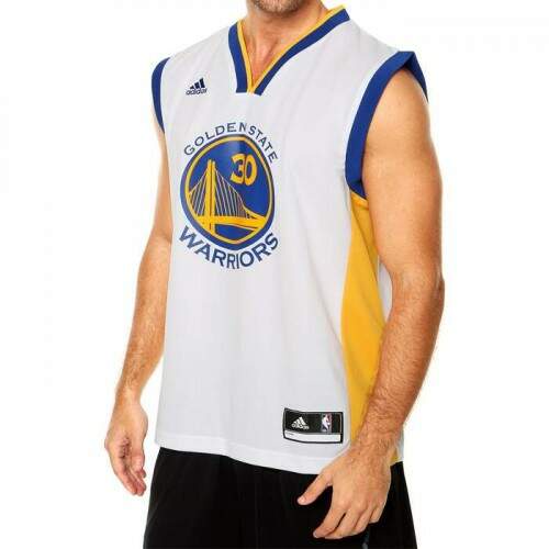 Camisa Camiseta de Basquete Golden State Warriors Branca, Azul e Amarela Promoção a Pronta Entrega