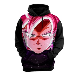 Blusa de Frio Moletom Full Goku Criança Desenho Anime com Capuz