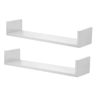 2 Prateleira Nicho U 50X10 Mdf Branco Decoração Livros Sala Quarto Cozinha