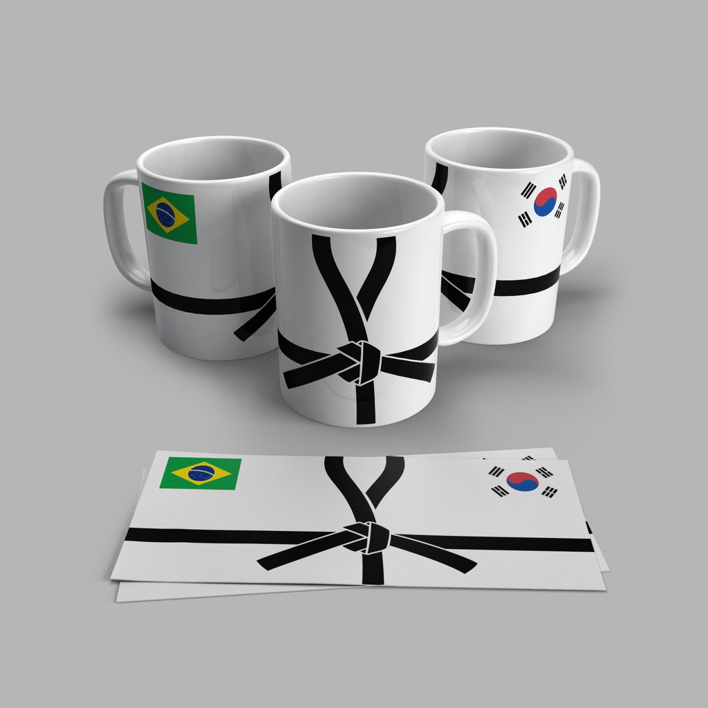 Caneca de porcelana branca estilo kimono judô, Jiu Jitsu, karetê e artes marciais