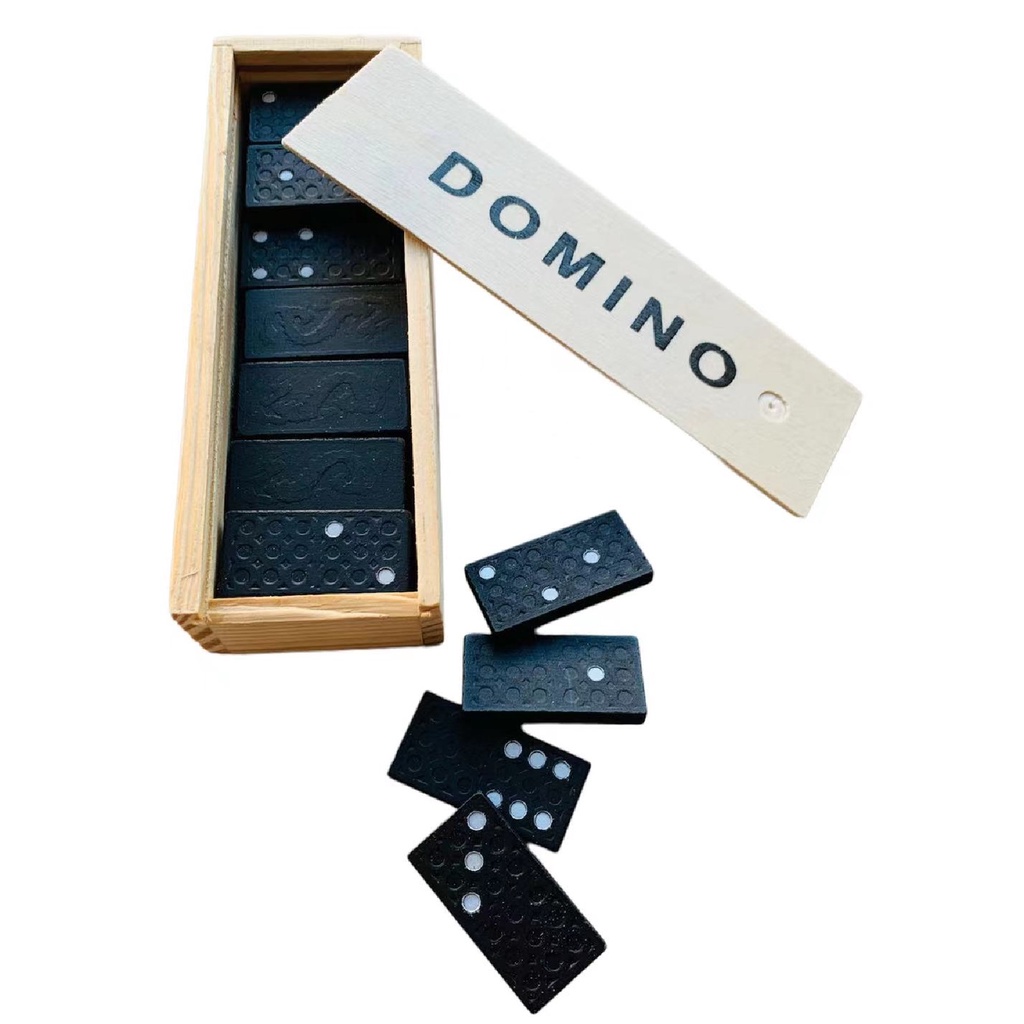 Jogo de dominó de madeira na caixa 28 peças