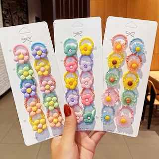 Fashion Cute Cartoon Flower Hair Ring Anel de Flor de Cartoon Acessórios de Cabelo Elástico Rabo de Pônei Novo Estilo 10 Peças