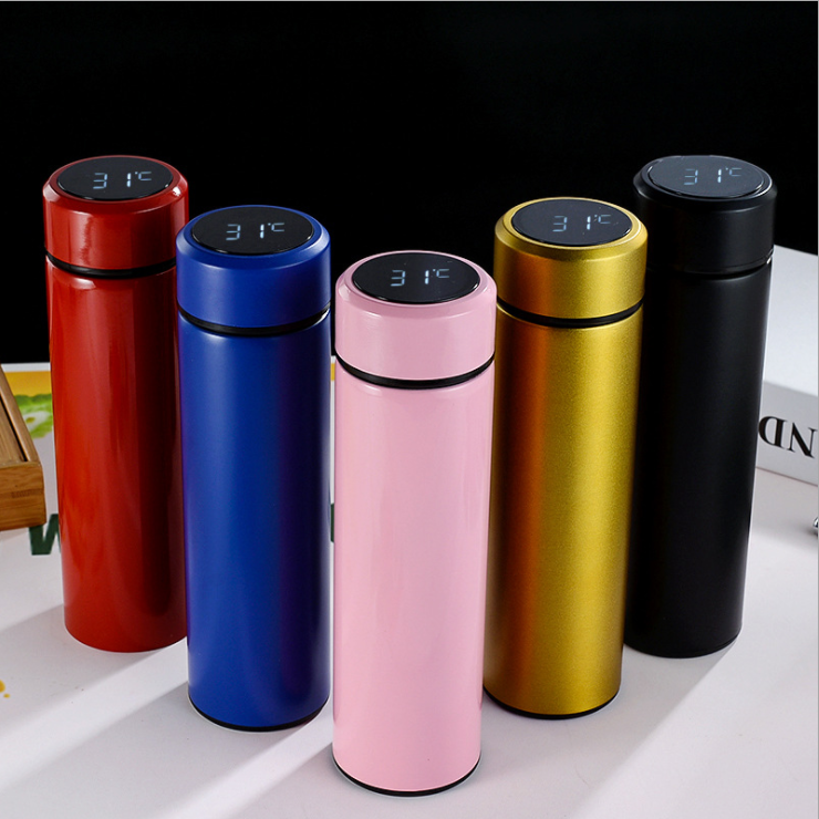 Garrafa Térmica Em Aço Inox Com Termômetro Digital 500ml Led