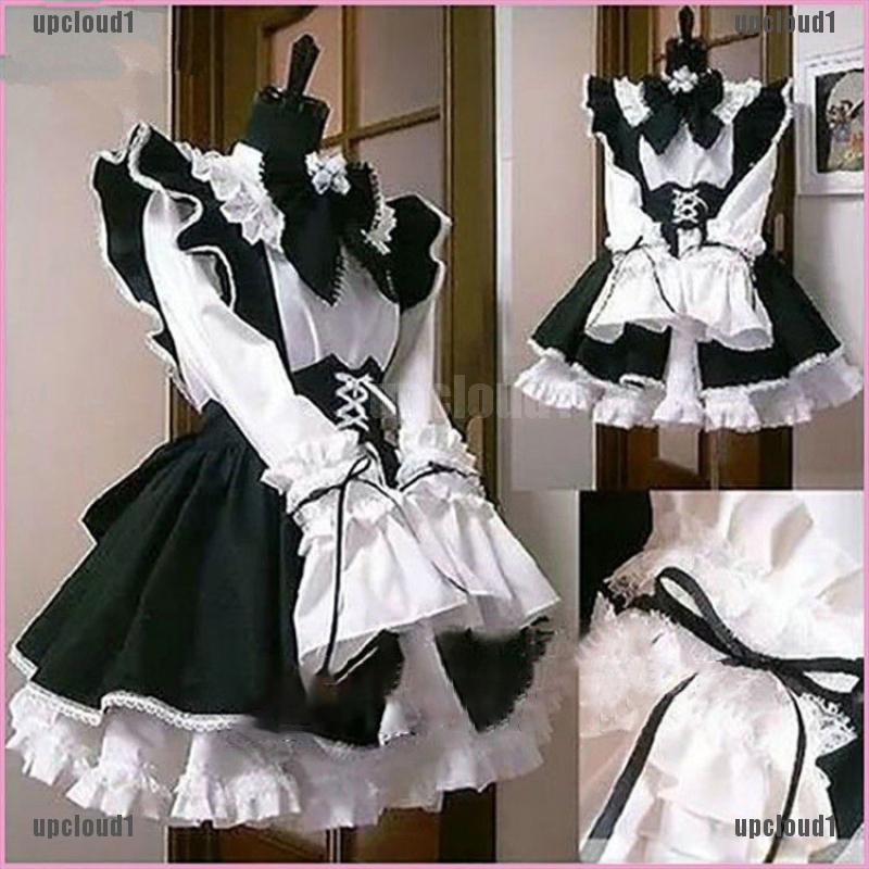 [upcloud1] Women Maid Outfit Anime Dress Apron Dress Lolita Dress Men Cafe Costume Cosplay