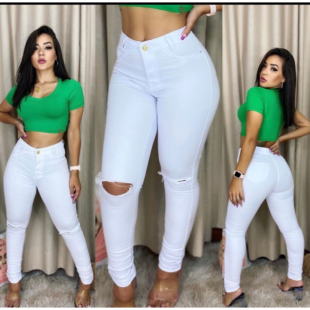 Calça jeans best sale tecido grosso feminina