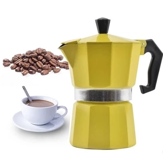 Cafeteira Italiana Moka Amarela De Alumínio 3 Xicaras De Café Puro e Fresco