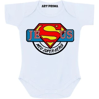 Body De Bebe Personalizado Jesus Meu Super Heroi Gospel