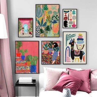Quadro decorativo 6 peças Plantas de jardim modernas multicoloridas para sala de eWallpaper