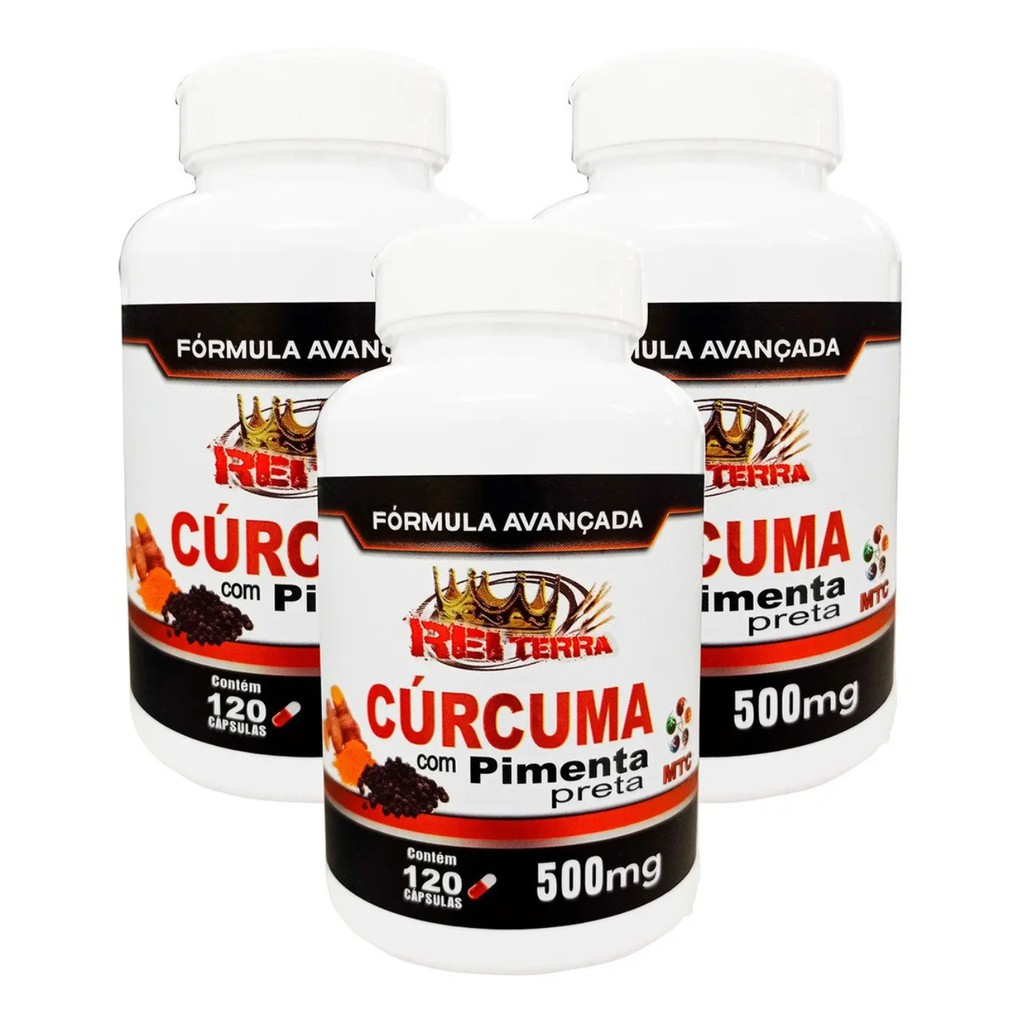 Kit 3 Curcumas Açafrão Pimenta Preta 120 Cápsulas 500mg Shopee Brasil