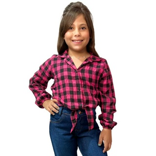 Camisa Flanela Xadrez Menina Amarração Moda Country Junina