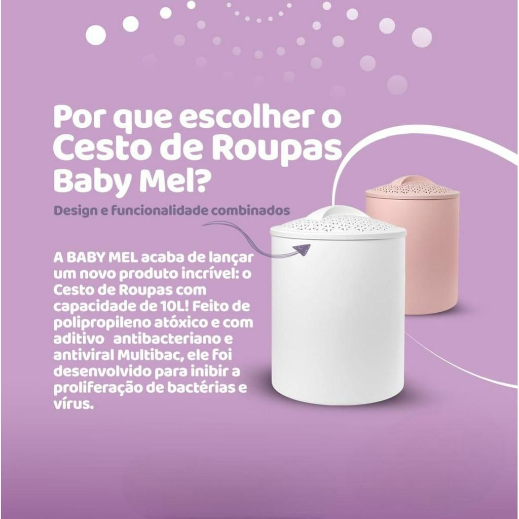 Cesto Para Roupas Sujas Bebê Antiviral Baby Mel Quarto Enxoval