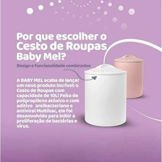 Cesto Para Roupas Sujas Bebê Antiviral Baby Mel Quarto Enxoval