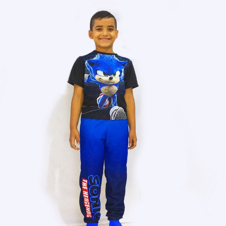 CAMISETA INFANTIL/ ADULTO SONIC CORRENDO SUBLIMAÇÃO