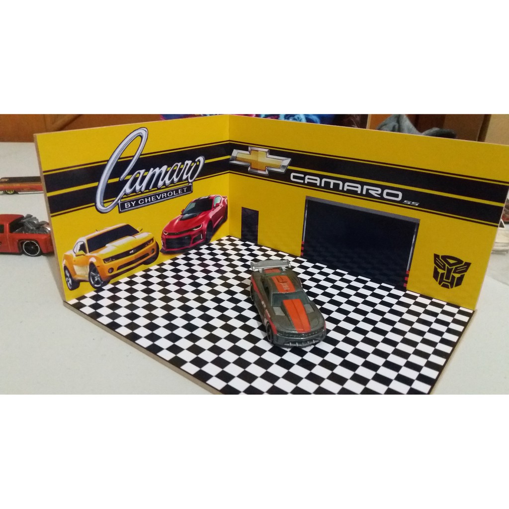 Garagem diorama hot wheels escala 1 64 Camaro