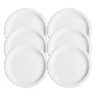 Jogo de Prato Raso de Mesa Jantar 6 Peças Cerâmica Porcelart