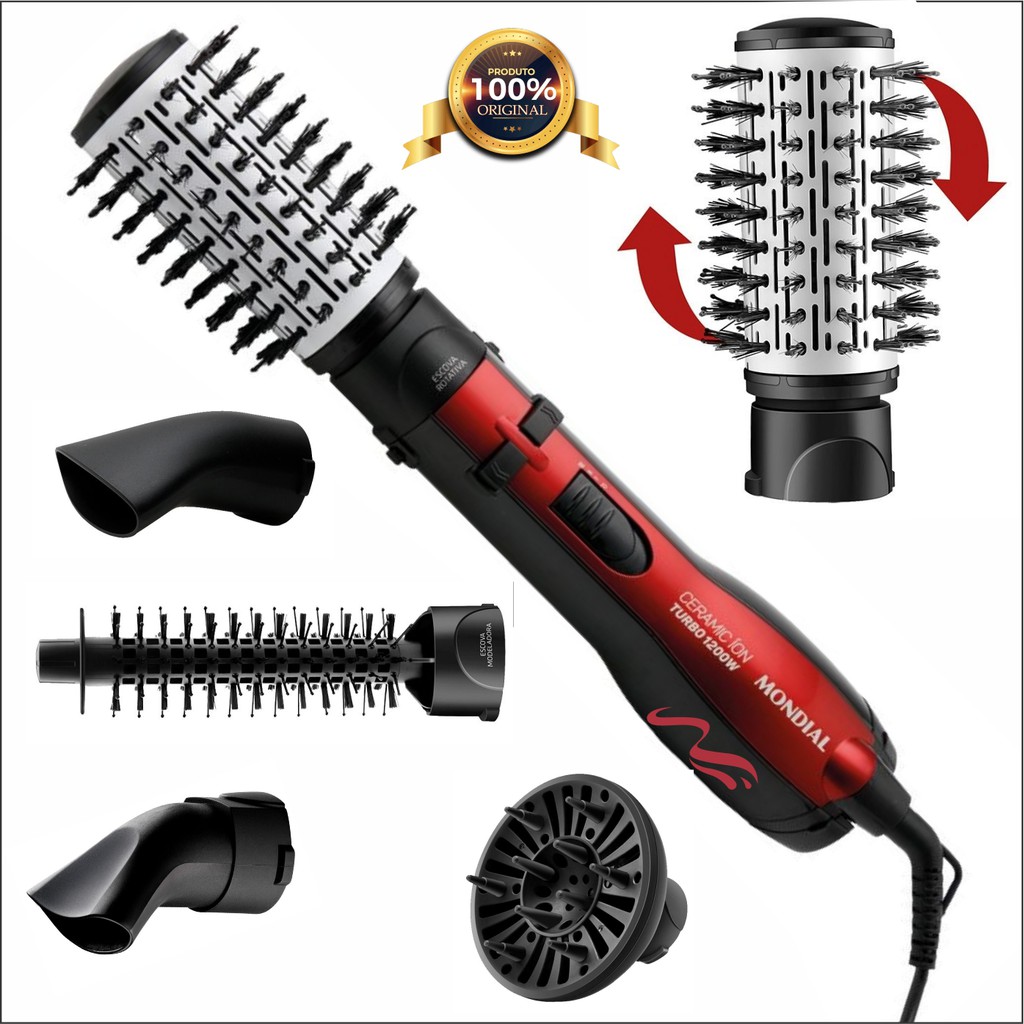 Escova Elétrica De Cabelo Giratória Mondial Er-09 Rotativa Er09 ...