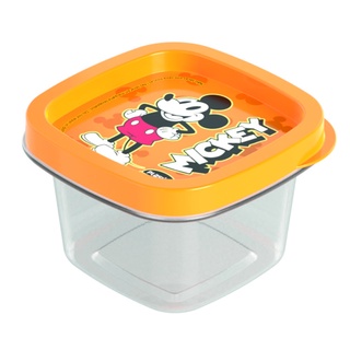 Kit Com 3 Pote De Plastico Quadrado Com Tampa Mickey 200Ml