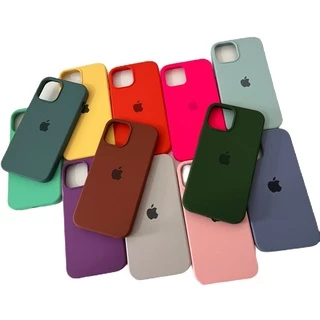 Capa case capinha de silicone luxo aveludada com logo e cores fechada embaixo para de iPhone 12|12 Pro|12 Pro Max