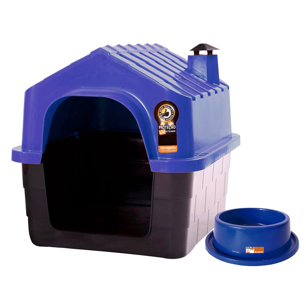 Casinha Resistente Prática com Chaminé Para Cachorro Durahouse Tamanho N2 Azul - Varias Cores