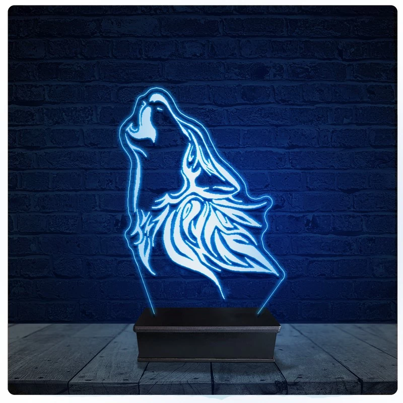 Luminária Led Acrilico Abajur - Lobo Animal 10