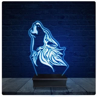 Luminária Led Acrilico Abajur - Lobo Animal 10