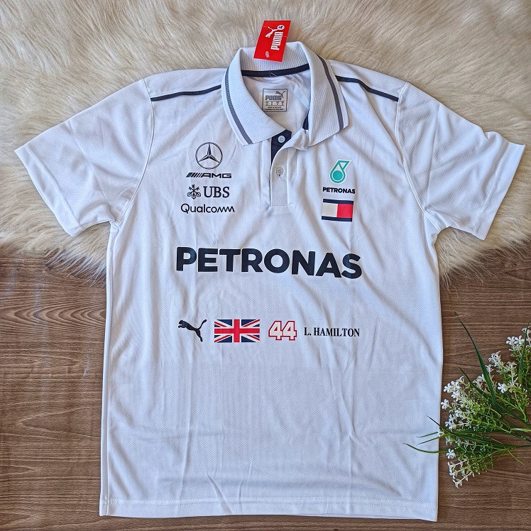 Nova Camisa P lo Mercedes AMG Petronas F1 Team 2018 Branca