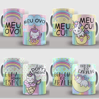 Caneca / Xícara Porcelana Unicórnio Sincero Delicado Engraçado | Tema Engraçado para Presente