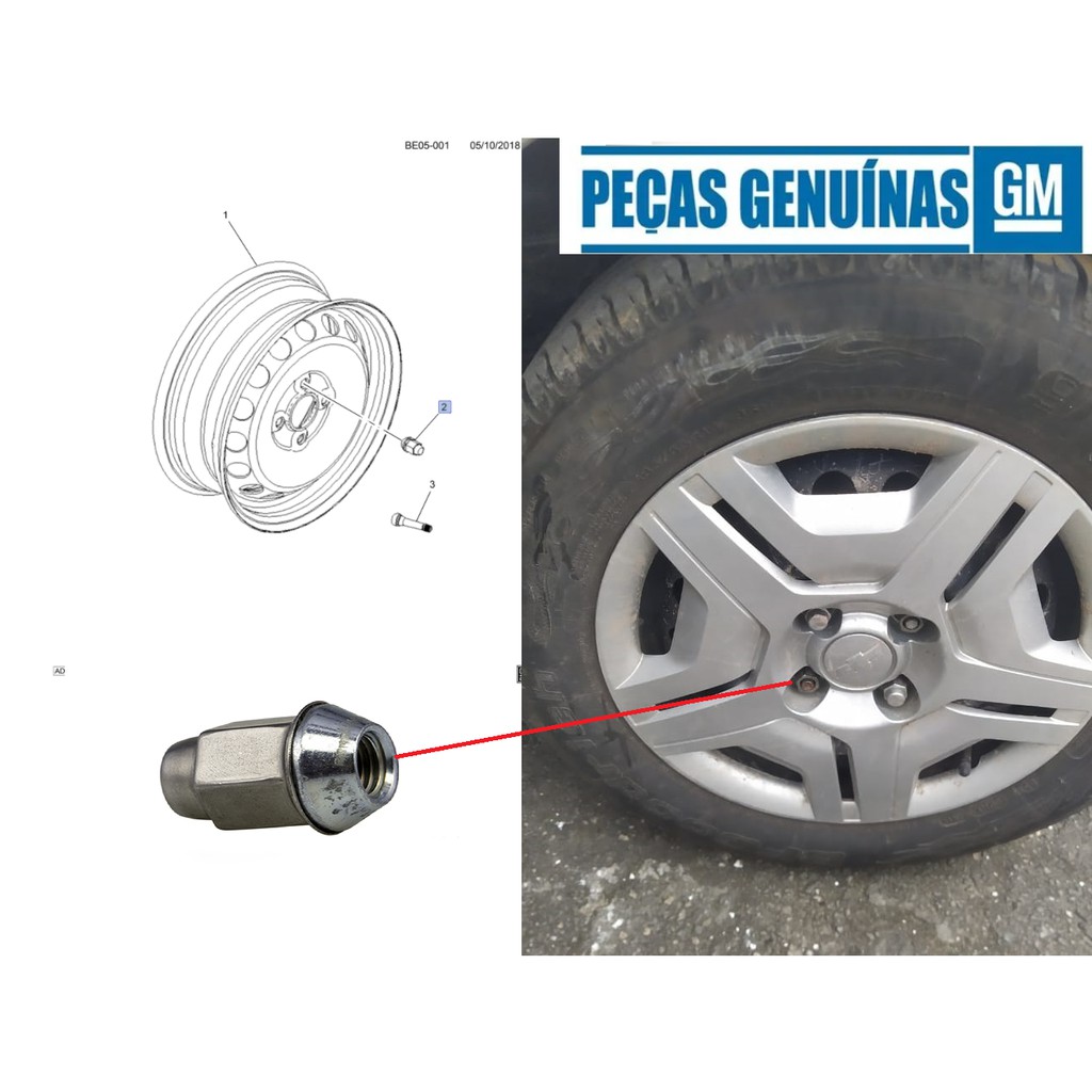 Porca Roda Cobalt Cruze Malibu Onix Prisma S10 Spin 09598708 | Shopee ...