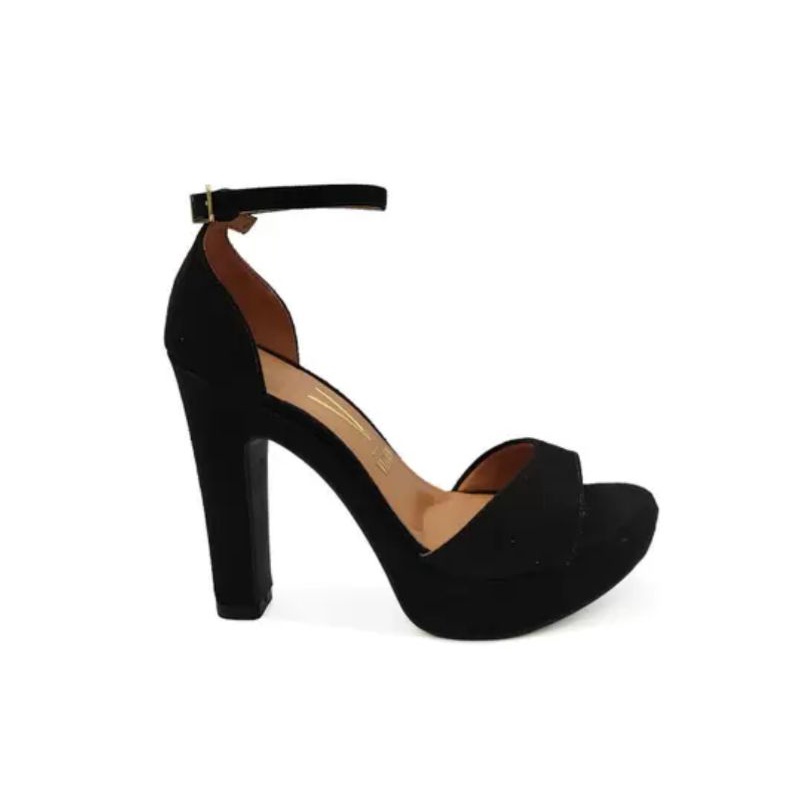 Sandalia Vizzano Preta Salto Alto Meia Pata Fechada