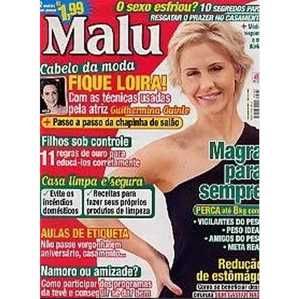 REVISTA MALU, DE 02/08/2007, COM GUILHERMINA GUINLE NA CAPA. | Shopee Brasil