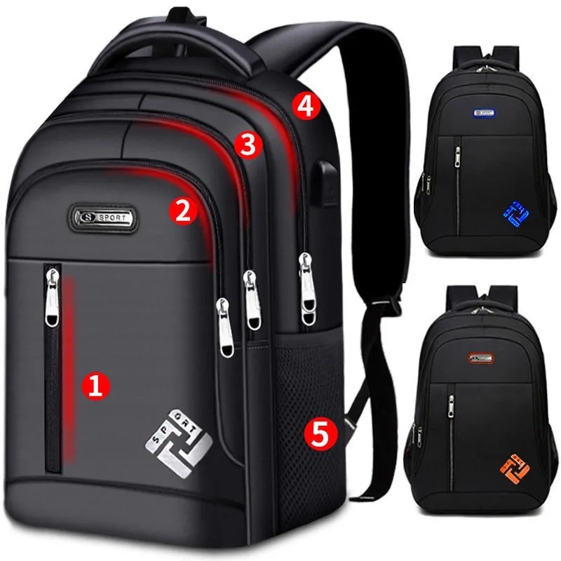 Mochila Masculina Com USB De Grande Capacidade Para Estudantes