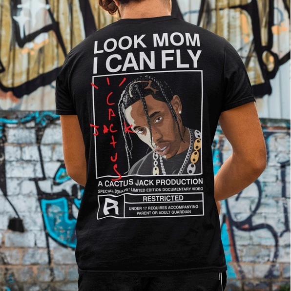 Camiseta Algodão Unissex Tshirt Travis Scott Cactus Jack Astroworld Look Mom I Can Fly