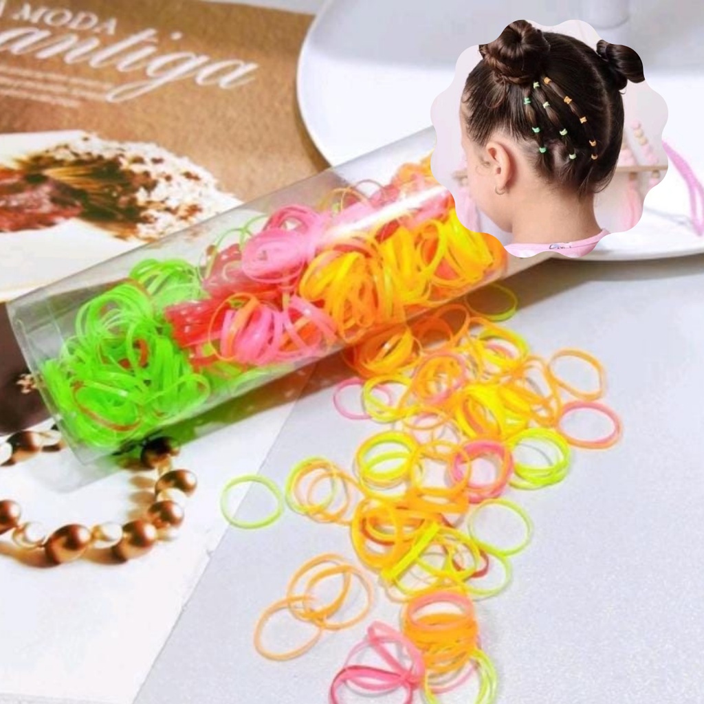Kit 160 Itens Para Penteado Infantil Colorido Glitter + Elásticos