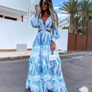 Vestido longo de chiffon estampa floral, elegante, feminino, verão, sexy,  decote em v profundo, fenda para festa, sem mangas, maxi, vestidos de  praia, 2021 - AliExpress