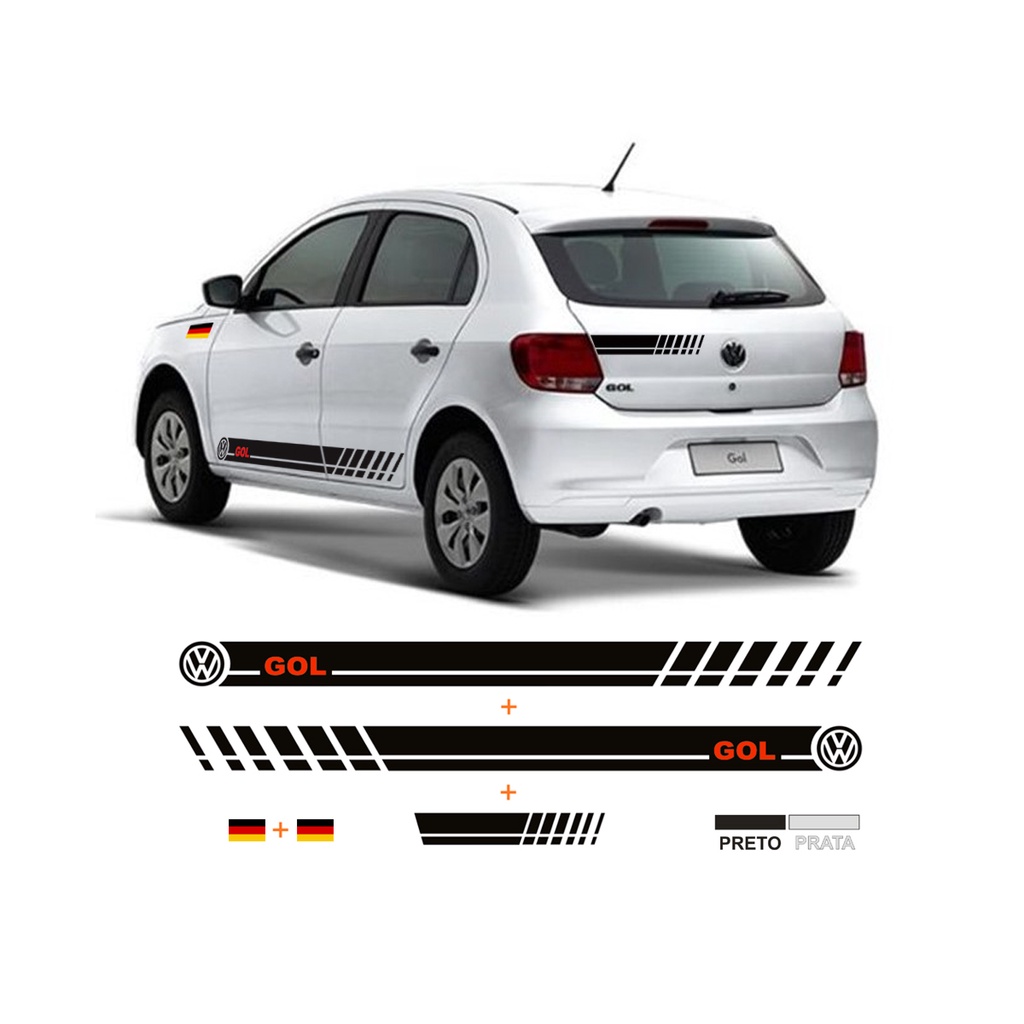 Adesivos Faixas Laterais Gol G6 G6 G7 Volks Kit com 5 Adesivos ...