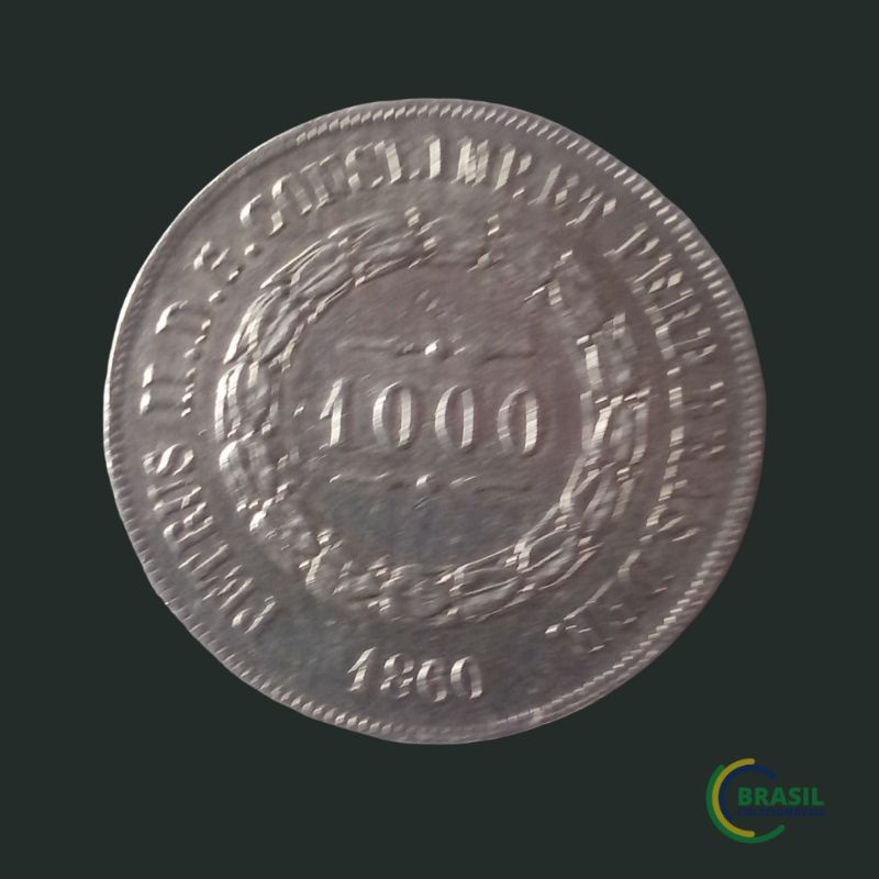 Moeda Antiga 1000 Réis 1860 SOB MBC Shopee Brasil