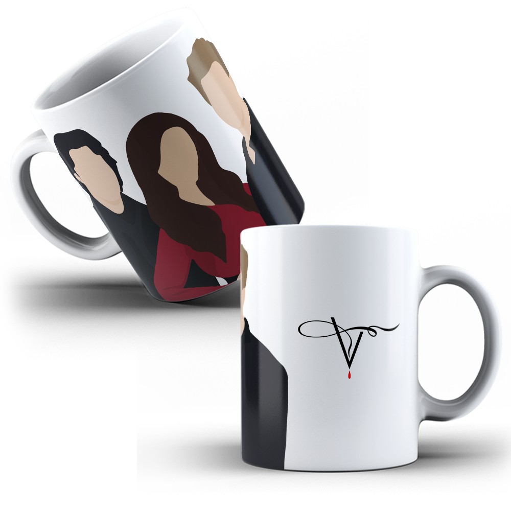 Caneca de porcelana Série The Vampire Diaries Damon Elena Stefan (PERSONALIZAMOS COM NOME)
