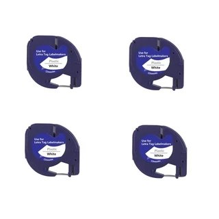 Kit 4 Fita Plástica Para Dymo Letratag 91201 - 4m x 12mm