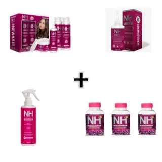 Kit Capilar New Hair 9 Produtos ( Kit Capilar, Tônico, Spray Reconstrução e 3 Suplementos)