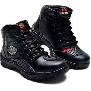 Bota Motociclista Motoqueiro Semi Impermeável Couro Legítimo Palmilha Em  Gel Preto - Feathers Boots