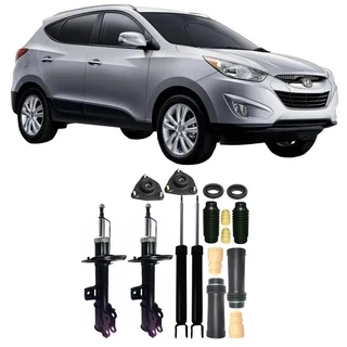 04 Amortecedores + 04 Kits Batentes Hyundai Ix35 2010 Até 2015 DianteiroTraseiro