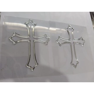 2 adesivos resinados cruz 3D alto relevo
