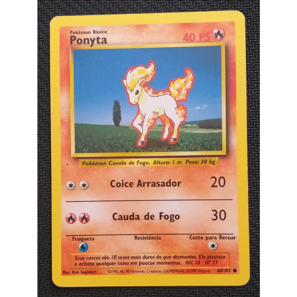 Carta Pokémon TCG - Ponyta 60/102 - Base Set - Antiga e Original